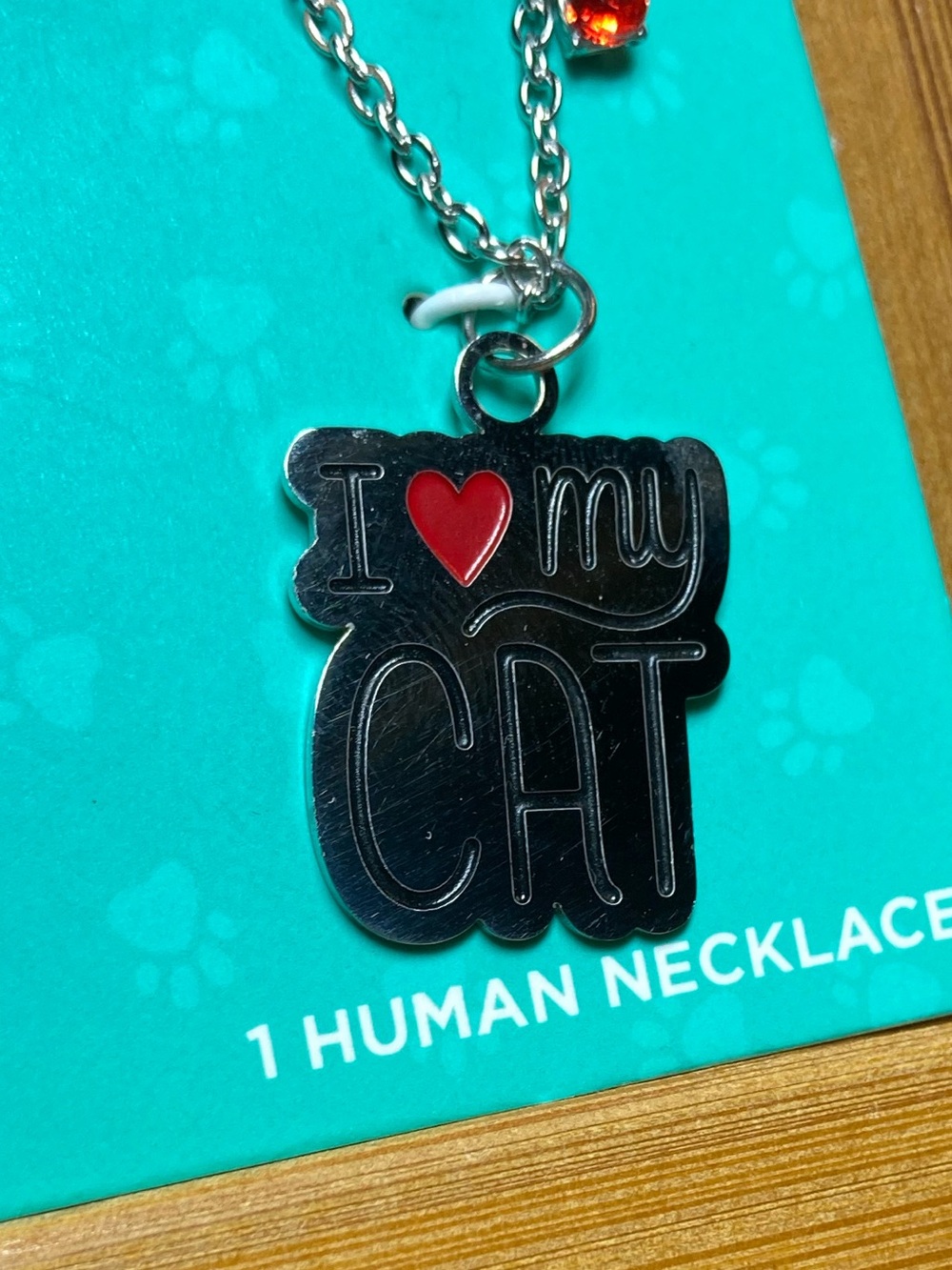 Hallmark Silver 'I <3 My Cat' Kids Necklace with Red Accent Charm